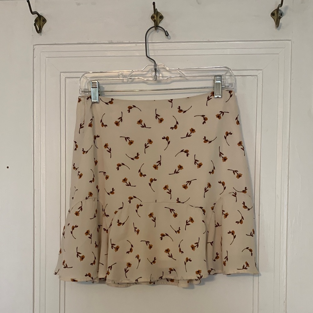 Miami Cream Floral Skater Skirt